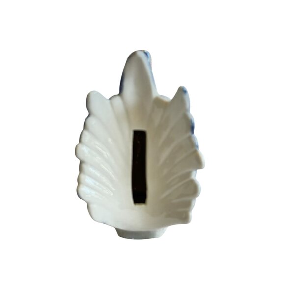 Vintage Blue & White Ceramic Rooster Piggy Bank - Picture 9 of 11